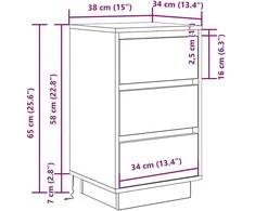 Spintelė prie lovos su LED lemputėmis Old Wood 38x34x65 cm