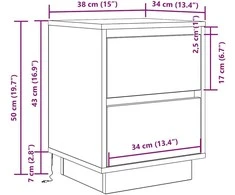Spintelė prie lovos su LED lemputėmis Old Wood 38x34x50 cm
