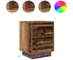 Spintelė prie lovos su LED lemputėmis Old Wood 38x34x50 cm