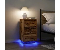 Spintelė prie lovos su LED lemputėmis Old Wood 38x34x65 cm