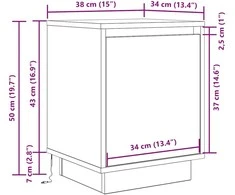 Spintelė prie lovos su LED lemputėmis Old Wood 38x34x50 cm
