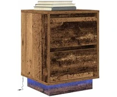 Spintelė prie lovos su LED lemputėmis Old Wood 38x34x50 cm