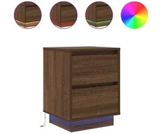 Spintelė prie lovos su LED lemputėmis Rudas ąžuolas 38x34x50 cm