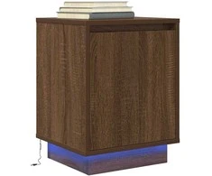 Spintelė prie lovos su LED lemputėmis Rudas ąžuolas 38x34x50 cm