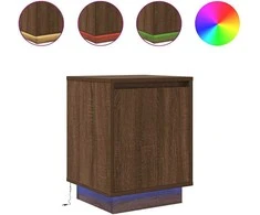 Spintelė prie lovos su LED lemputėmis Rudas ąžuolas 38x34x50 cm