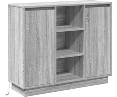 LED Bufetas Pilkas Sonoma 90 x 32 x 75 cm Apdirbta mediena
