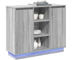 LED Bufetas Pilkas Sonoma 90 x 32 x 75 cm Apdirbta mediena