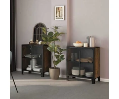 Spintelės daiktams, 2vnt., rudos, 72x36x82cm, metalas ir MDF