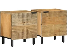 Spintelės prie lovos 2 vnt Ruda 40x33x46 cm medžio masyvo mango