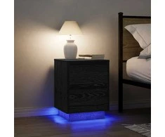 Spintelės prie lovos su LED lemputėmis 2 vnt Juodos 38x34x50 cm