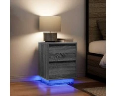 Spintelės prie lovos su LED lemputėmis 2 vnt Pilka Sonoma