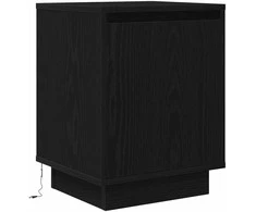 Spintelės prie lovos su LED lemputėmis 2 vnt Juodos 38x34x50 cm