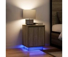 Spintelės prie lovos su LED lemputėmis 2 vnt Sonoma ąžuolas
