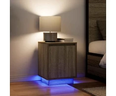Spintelės prie lovos su LED lemputėmis 2 vnt Sonoma ąžuolas