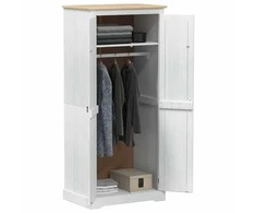 Spintos su lentyna Balta 76 x 50 x 170 cm Kietos pušies mediena