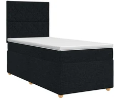 Spyruoklinė lova su čiužiniu Juoda 100 x 200 cm Audinys