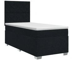Spyruoklinė lova su čiužiniu Juoda 100 x 200 cm Audinys