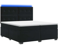 Spyruoklinė lova su čiužiniu Juoda 200 x 200 cm Aksomas