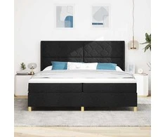 Kiemas lova su čiužiniu Juoda 200 x 200 cm audinys