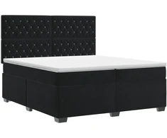 Spyruoklinė lova su čiužiniu Juoda 200 x 200 cm Aksomas