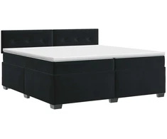 Spyruoklinė lova su čiužiniu Juoda 200 x 200 cm Aksomas