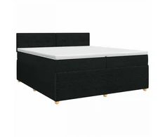 Spyruoklinė lova su čiužiniu Juoda 200 x 200 cm Audinys
