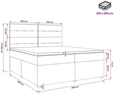 Spyruoklinė lova su čiužiniu Juoda 200 x 200 cm Aksomas