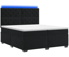 Spyruoklinė lova su čiužiniu Juoda 200 x 200 cm Aksomas
