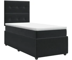 Spyruoklinė lova su čiužiniu Juoda 90 x 200 cm Aksomas