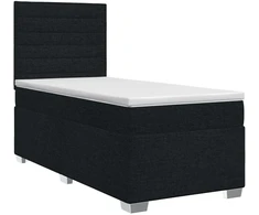Spyruoklinė lova su čiužiniu Juoda 90 x 200 cm Audinys