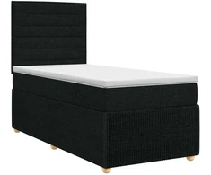 Spyruoklinė lova su čiužiniu Juoda 90 x 200 cm Audinys