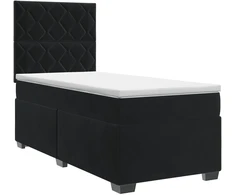 Spyruoklinė lova su čiužiniu Juoda 90 x 200 cm Aksomas