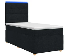 Spyruoklinė lova su čiužiniu Juoda 90 x 200 cm Audinys