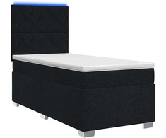 Spyruoklinė lova su čiužiniu Juoda 90 x 200 cm Audinys