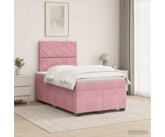 Spyruoklinė lova su čiužiniu Rožinė 120 x 200 cm Aksomas