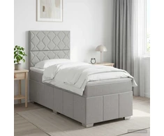 Spyruoklinė lova su čiužiniu Šviesiai pilka 90 x 200 cm Audinys