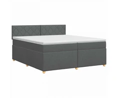 Spyruoklinė lova su čiužiniu Tamsiai pilka 200 x 200 cm Audinys