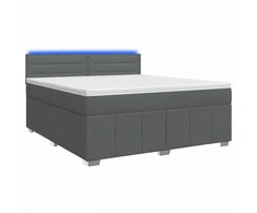 Spyruoklinė lova su čiužiniu Tamsiai pilka 140 x 190 cm Audinys