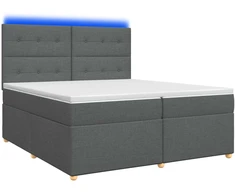 Spyruoklinė lova su čiužiniu Tamsiai pilka 200 x 200 cm Audinys