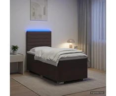 Spyruoklinė lova su čiužiniu Tamsiai rudas 80 x 200 cm Audinys