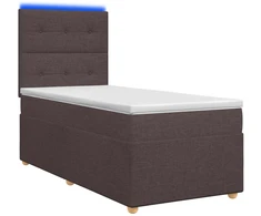 Spyruoklinė lova su čiužiniu Tamsiai rudas 90 x 200 cm Audinys