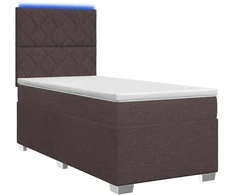 Spyruoklinė lova su čiužiniu Tamsiai rudas 100 x 200 cm Audinys