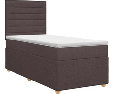 Spyruoklinė lova su čiužiniu Tamsiai rudas 80 x 200 cm Audinys