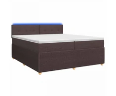 Spyruoklinė lova su čiužiniu Tamsiai rudas 200 x 200 cm Audinys