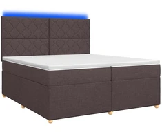 Spyruoklinė lova su čiužiniu Tamsiai rudas 200 x 200 cm Audinys