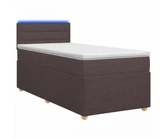 Spyruoklinė lova su čiužiniu Tamsiai rudas 80 x 200 cm Audinys