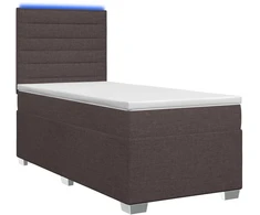 Spyruoklinė lova su čiužiniu Tamsiai rudas 90 x 200 cm Audinys