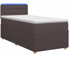 Spyruoklinė lova su čiužiniu Tamsiai rudas 100 x 200 cm Audinys
