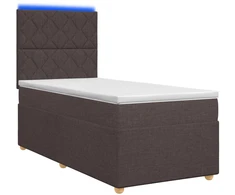 Spyruoklinė lova su čiužiniu Tamsiai rudas 90 x 200 cm Audinys