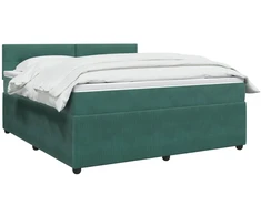 Spyruoklinė lova su čiužiniu Tamsiai žalia 140 x 200 cm Aksomas
